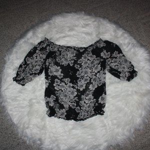 Sheer Off Shoulder Floral Blouse